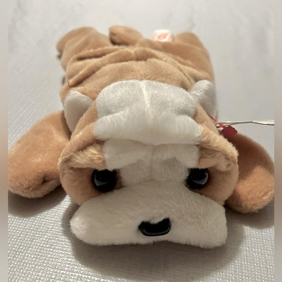 RARE And RETIRED TY BEANIE BABY WRINKLES TAN & WHITE BULL DOG PUPPY 8" 1996 Toy - Picture 2 of 16